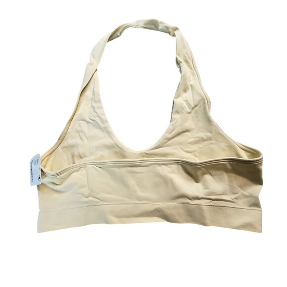 Free People Seamless Beige Halter Bralette Size M/L By Intimately Nylon/Spandex - Picture 4 of 6